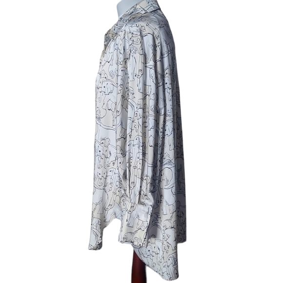 Zara Oversized Elephant Print Shirt Size M Satin Blouse White & Ivory BNWOT - Picture 5 of 8